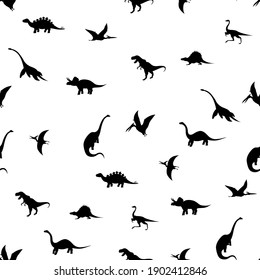 dinosaur silhouettes, seamless pattern, vector illustration