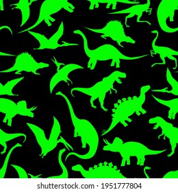 dinosaur silhouettes, seamless pattern, vector illustration