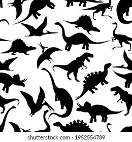 dinosaur silhouettes, seamless pattern, vector illustration