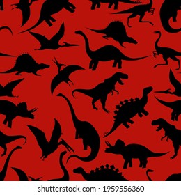 dinosaur silhouettes, seamless pattern, vector illustration