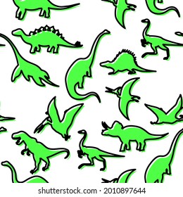 dinosaur silhouettes, seamless pattern, vector illustration