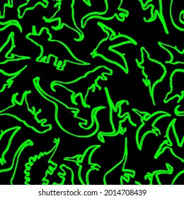 dinosaur silhouettes, seamless pattern, vector illustration