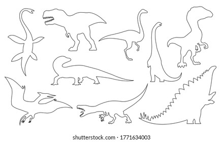 Dinosaur Silhouettes Coloring Set Illustration Stock Illustration 