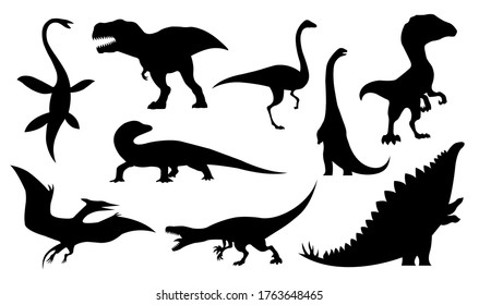 Dinosaur silhouettes set. Dino monsters icons