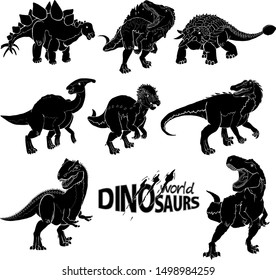 Dinosaur Silhouettes Set. Vector illustration