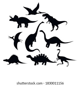 dinosaur silhouettes set, vector illustration