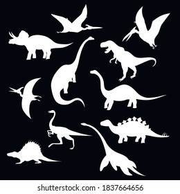 dinosaur silhouettes set, vector illustration