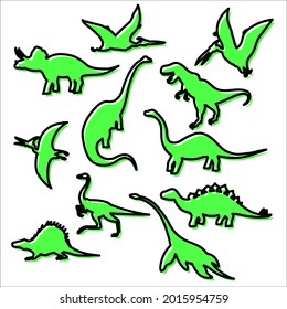 dinosaur silhouettes set, vector illustration