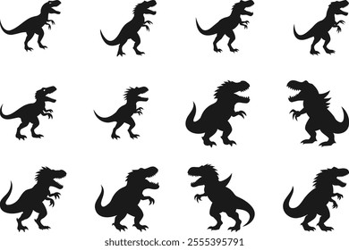 Dinosaur silhouettes vector art, dinosaur silhouettes