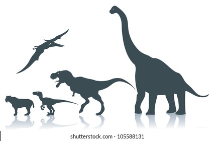 Dinosaur silhouettes - vector illustration