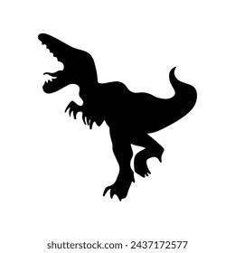 Dinosaur silhouettes vector illustration isolated on white background. Prehistoric animal vector silhouette. Black dinosaur silhouettes for kids. 