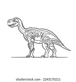 Dinosaur silhoutte, continuous minmalist line art vector