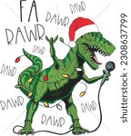 Dinosaur Singing FA RAWR RAWR (Editable) - Vector Illustration