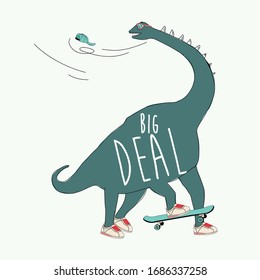 dinosaur skate shoe glasses hat travel boy tee illustration art vector