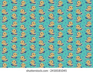 Dinosaur with skateboard illustration, pattern, vector, for backgrounds, children's fabric textures