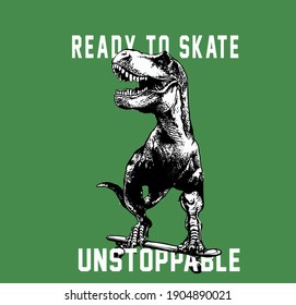 dinosaur skateboarding vector graphic illustration