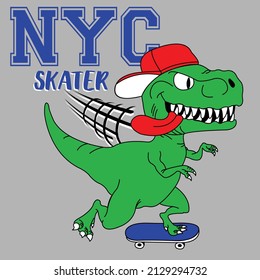 DINOSAUR SKATER AT ALL SPEED ON THE STREET