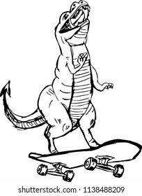 dinosaur skater graphic design vector art