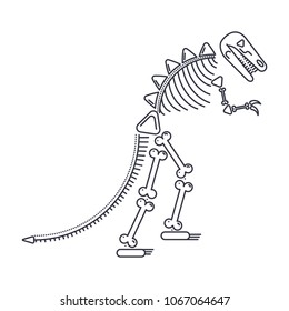 Dinosaur skeleton art icon. Dinosaur skeleton classic background. Dinosaur skeleton illustration concept. 