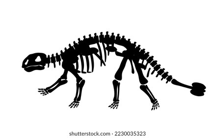 Dinosaur skeleton black. Poster or banner for website, bones. Historical value and find. Nature and fauna before our era and BC. Minimalist creativity and art. Cartoon flat vector illustration