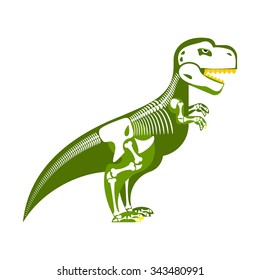 Dinosaur skeleton. Bone up on my body. T-Rex and skull. Tyrannosaurus prehistoric monster predator Raptor