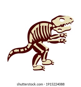 Dinosaur skeleton. Bones of a prehistoric lizard. The Halloween element. Archeology and history. Cartoon dino illustration. Funny monster.