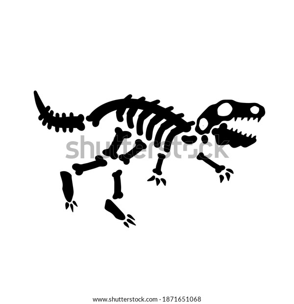 Dinosaur Skeleton Bones Prehistoric Lizard Silhouette Stock Vector ...