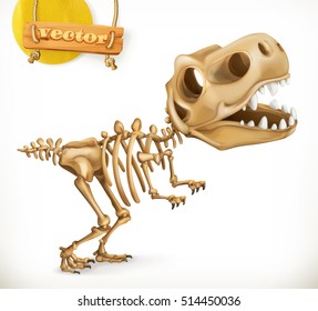 Dinosaur skeleton cartoon character. Funny animals 3d vector icon