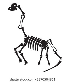 Dinosaur skeleton, dino bones. Modern, Creative, fantasy vector flat design image illustration 
