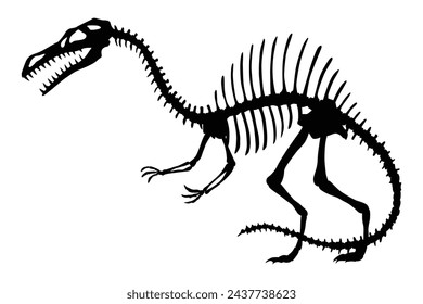 Dinosaur skeleton. Dino monsters icon. Shape of real animal. Sketch of prehistoric reptiles. Vector illustration isolated on white. Hand drawn sketch