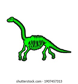 dinosaur skeleton diplodocus, vector illustration