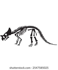 Dinosaur skeleton drawing black and white