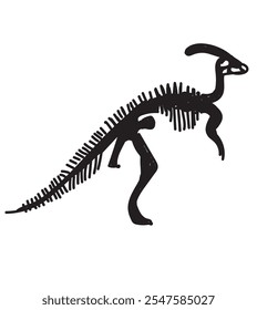 Dinosaur skeleton drawing black and white