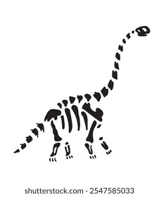 Dinosaur skeleton drawing black and white