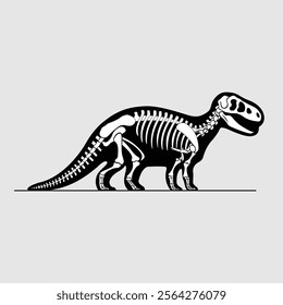 Dinosaur skeleton flat vector illustration.