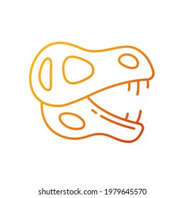 Dinosaur skeleton gradient linear vector icon. Prehistoric life evidence. Body fossils. Prehistoric animal. Thin line color symbols. Modern style pictogram. Vector isolated outline drawing