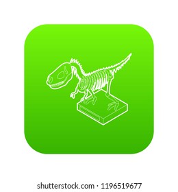 Dinosaur skeleton icon green vector isolated on white background