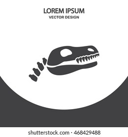 Dinosaur skeleton icon on the background