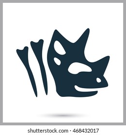 Dinosaur skeleton icon on the background