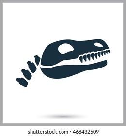 Dinosaur skeleton icon on the background