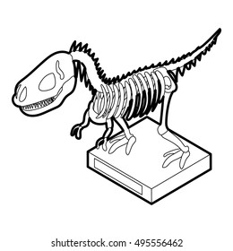 Dinosaur skeleton icon in outline style on a white background vector illustration