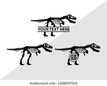 Dinosaur Skeleton Monogram Vector Illustration Silhouette