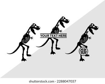 Dinosaur Skeleton Monogram Vector Illustration Silhouette