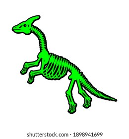 dinosaur skeleton parasaurolophus, vector illustration
