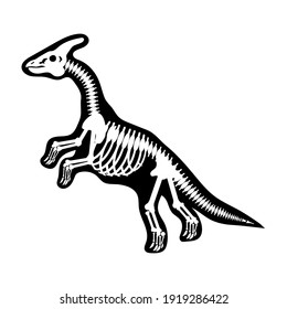 esqueleto de dinosaurio parasaurolophus, ilustración vectorial