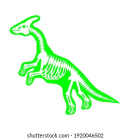 dinosaur skeleton parasaurolophus, vector illustration