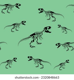Dinosaur Skeleton Seamless Vector Pattern