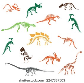 Dinosaur skeleton set diplodocus, triceratops, t-rex, stegosaurus, parasaurolophus etc.