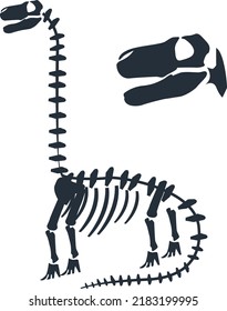 Silueta de esqueleto de dinosaurio, vector de dinosaurio grande