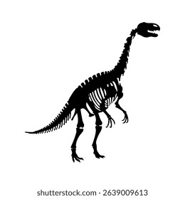 Dinosaur skeleton silhouette icon vector flat design on white background